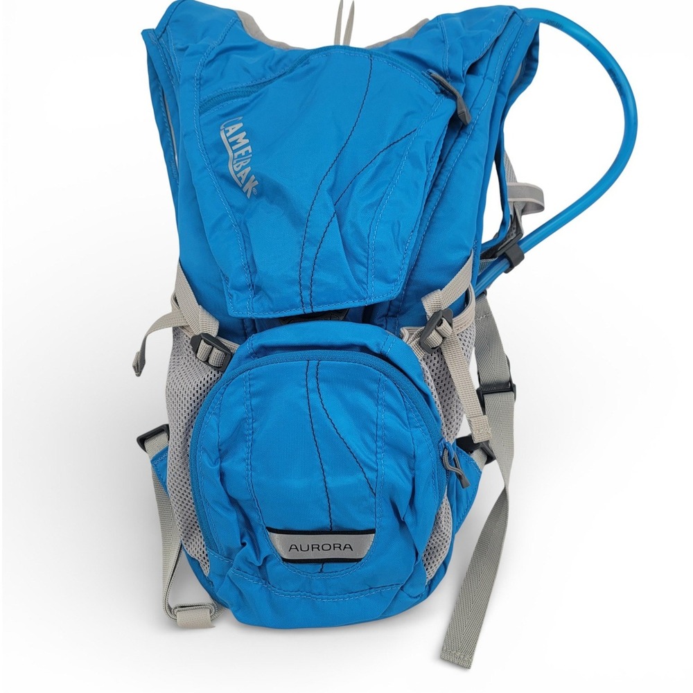 CamelBak‎ Aurora Hydration Pack Blue Gray 2L Bladder Backpack EUC Hiking Bike